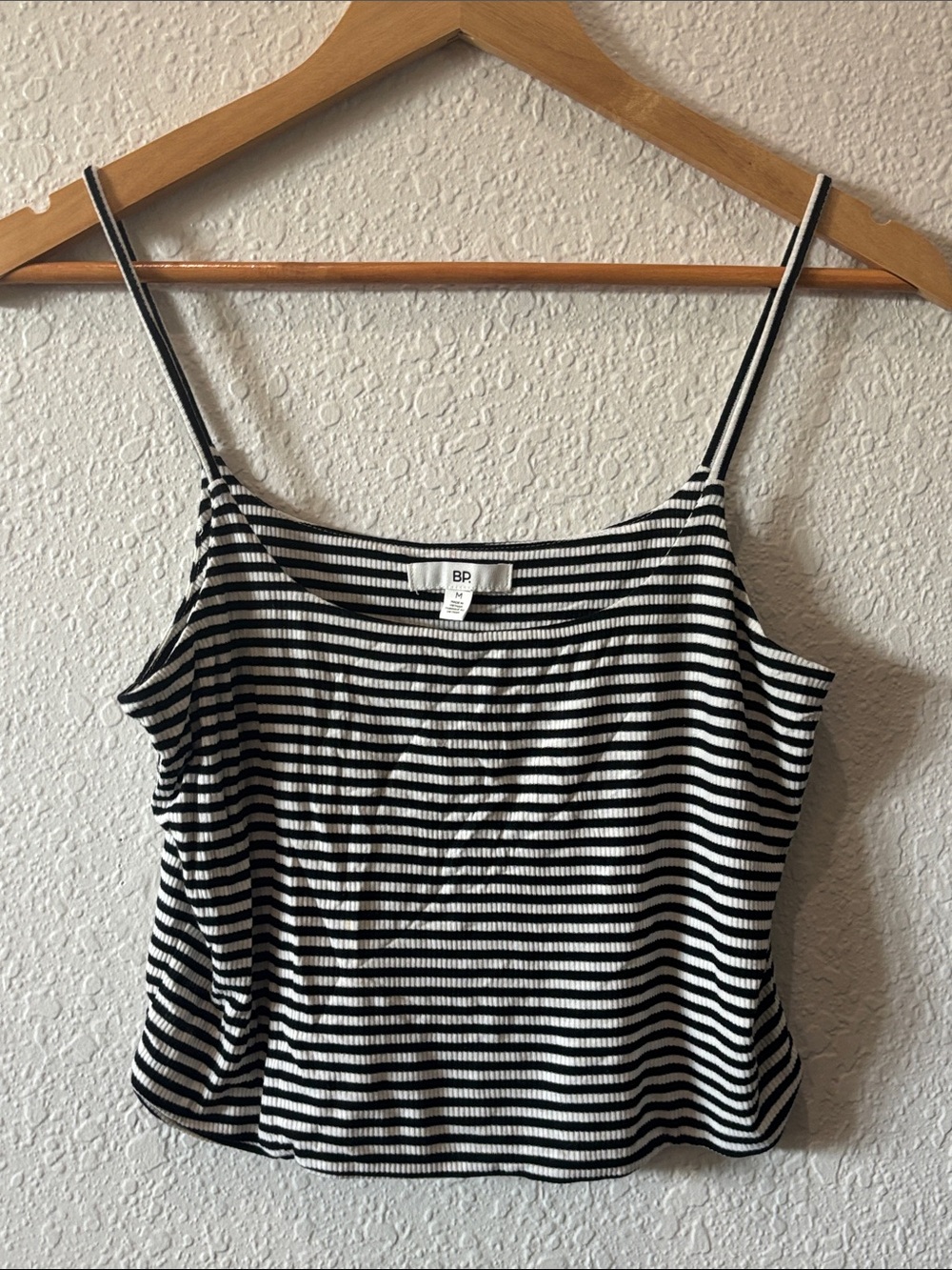 bp Black & White Striped Ribbed Camisole